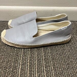 Soludos leather platform espadrilles Sz 10 light grey Smoking Slippers